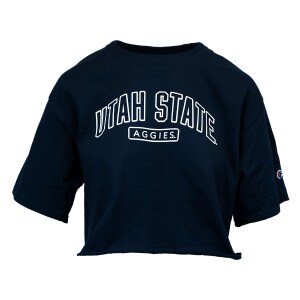 Women's Champion cropped fit raw hem Utah State Aggies t-shirt